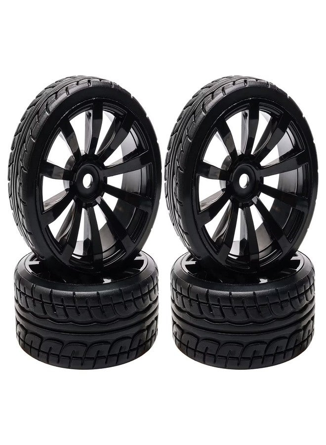 Rowiz 1/10 RC Drift Wheels 12mm Plastic RC Drift Tires & Black 10 Spokes Wheel Rims Pack of 4 - Image 1